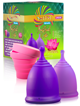 Menstrual cup set for heavy flow (purple & pink)
